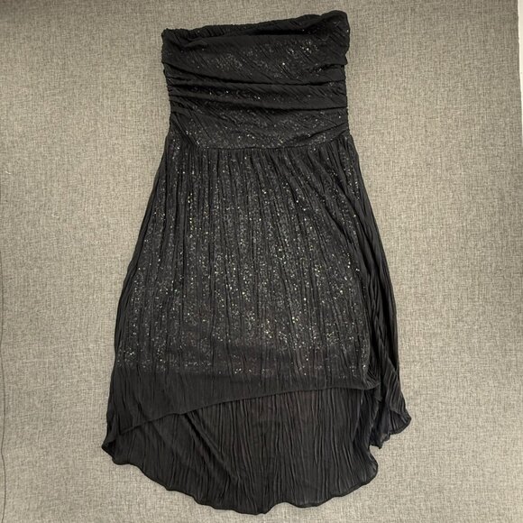 Express Strapless High & Low Dress Sequin Sparkly Black 2 Party Evening Dance - Picture 1 of 16